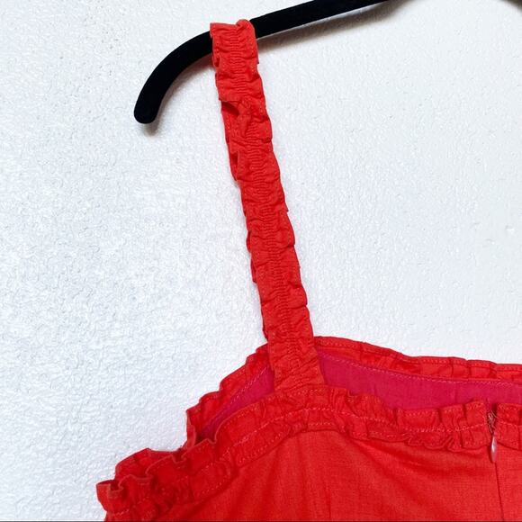 Newbury Kustom Button Front Ruffle Strap Dress Size Large - Picture 9 of 14